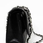 CHANEL Handbag Black Caviar Quilted Classic Flap Medium Silver Hardware - Redeluxe
