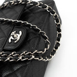 CHANEL Handbag Black Caviar Quilted Classic Flap Medium Silver Hardware - Redeluxe