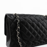 CHANEL Handbag Black Caviar Quilted Classic Flap Medium Silver Hardware - Redeluxe