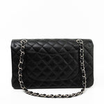CHANEL Handbag Black Caviar Quilted Classic Flap Medium Silver Hardware - Redeluxe