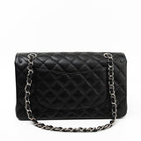CHANEL Handbag Black Caviar Quilted Classic Flap Medium Silver Hardware - Redeluxe