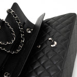 CHANEL Handbag Black Caviar Quilted Classic Flap Medium Silver Hardware - Redeluxe