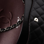 CHANEL Handbag Black Caviar Quilted Classic Flap Medium Silver Hardware - Redeluxe