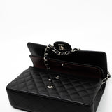 CHANEL Handbag Black Caviar Quilted Classic Flap Medium Silver Hardware - Redeluxe