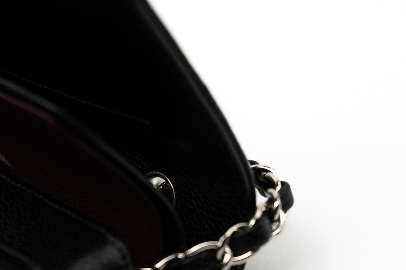 CHANEL Handbag Black Caviar Quilted Classic Flap Medium Silver Hardware - Redeluxe