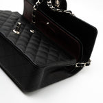 CHANEL Handbag Black Caviar Quilted Classic Flap Medium Silver Hardware - Redeluxe