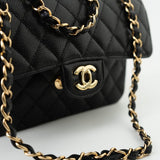 CHANEL Handbag Black Caviar Quilted Classic Flap Small Gold Hardware - Redeluxe