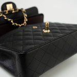 CHANEL Handbag Black Caviar Quilted Classic Flap Small Gold Hardware - Redeluxe