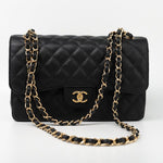 CHANEL Handbag Black Caviar Quilted Jumbo Classic Flap GHW - Redeluxe