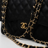 CHANEL Handbag Black Caviar Quilted Jumbo Classic Flap GHW - Redeluxe