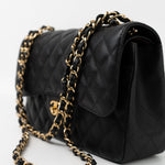 CHANEL Handbag Black Caviar Quilted Jumbo Classic Flap GHW - Redeluxe