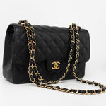 CHANEL Handbag Black Caviar Quilted Jumbo Classic Flap GHW - Redeluxe