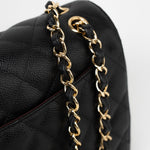 CHANEL Handbag Black Caviar Quilted Jumbo Classic Flap GHW - Redeluxe