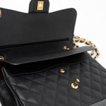 CHANEL Handbag Black Caviar Quilted Jumbo Classic Flap GHW - Redeluxe