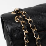 CHANEL Handbag Black Caviar Quilted Jumbo Classic Flap GHW - Redeluxe