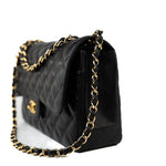 CHANEL Handbag Black Caviar Quilted Jumbo Classic Flap Gold Hardware - Redeluxe