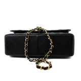 CHANEL Handbag Black Caviar Quilted Jumbo Classic Flap Gold Hardware - Redeluxe