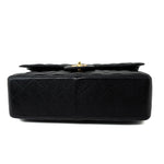 CHANEL Handbag Black Caviar Quilted Jumbo Classic Flap Gold Hardware - Redeluxe
