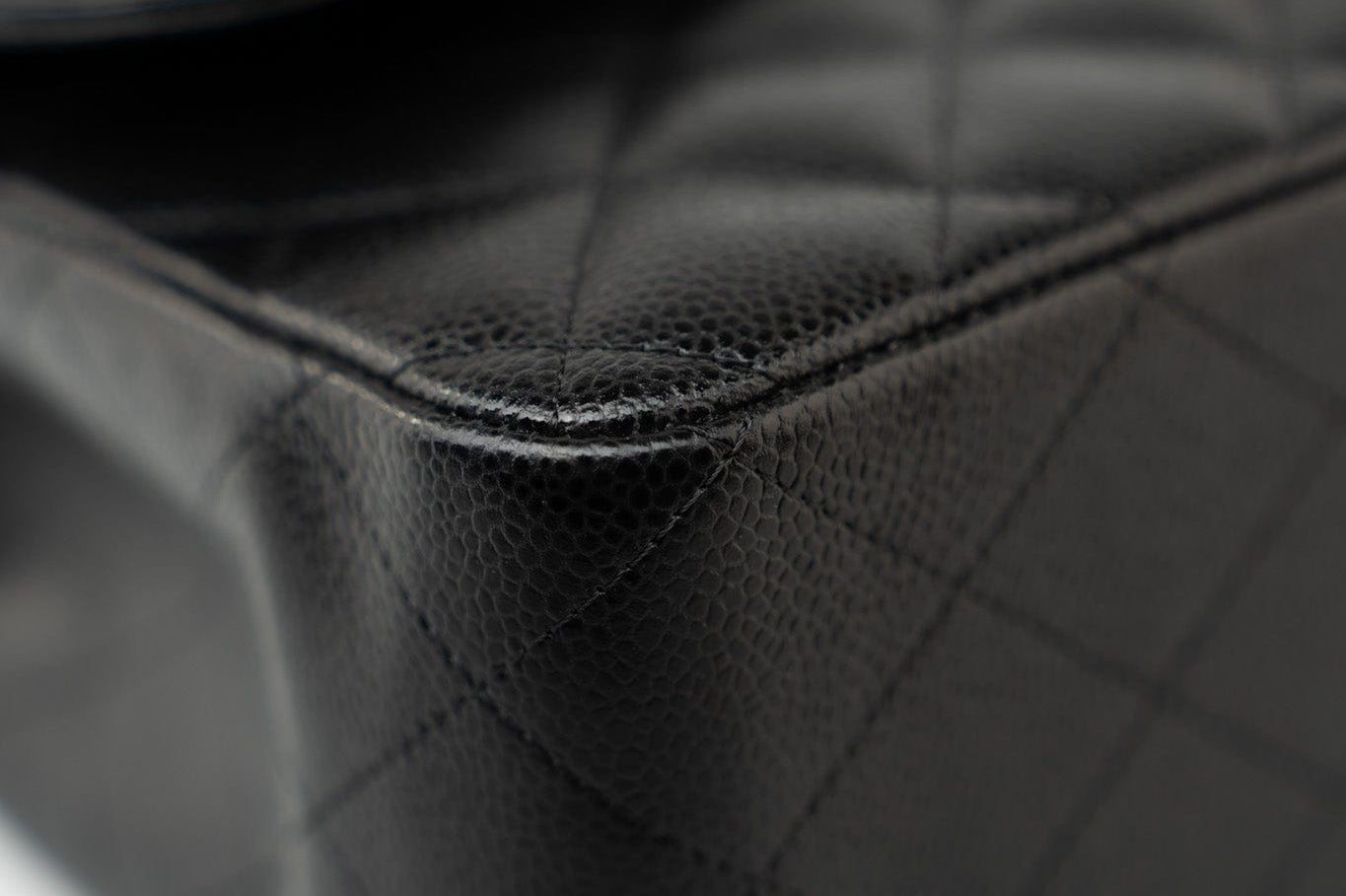 CHANEL Handbag Black Caviar Quilted Jumbo Classic Flap Gold Hardware - Redeluxe