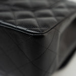 CHANEL Handbag Black Caviar Quilted Jumbo Classic Flap Gold Hardware - Redeluxe