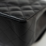 CHANEL Handbag Black Caviar Quilted Jumbo Classic Flap Gold Hardware - Redeluxe