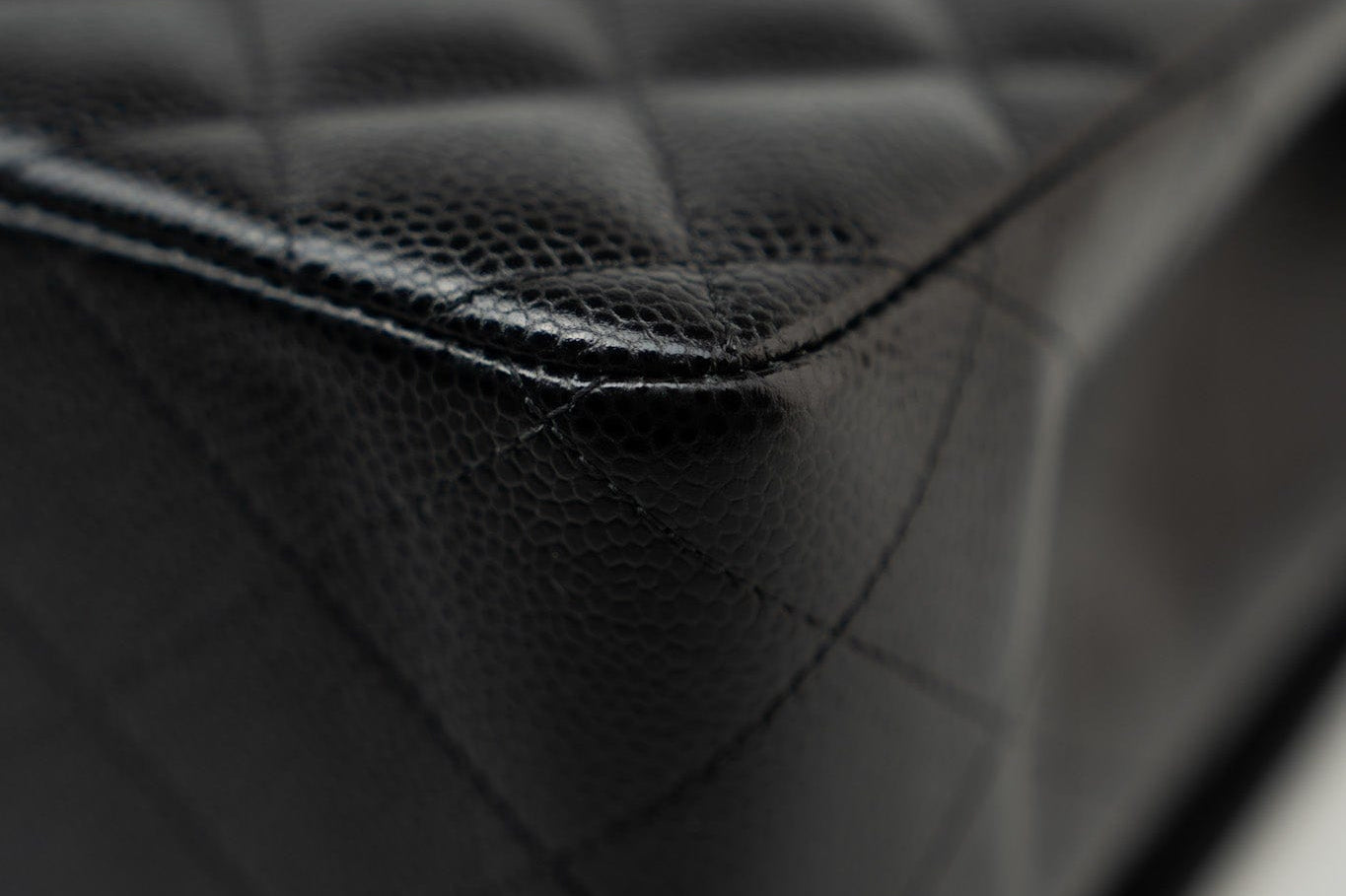 CHANEL Handbag Black Caviar Quilted Jumbo Classic Flap Gold Hardware - Redeluxe