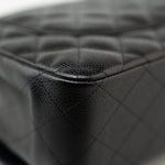 CHANEL Handbag Black Caviar Quilted Jumbo Classic Flap Gold Hardware - Redeluxe