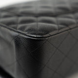 CHANEL Handbag Black Caviar Quilted Jumbo Classic Flap Gold Hardware - Redeluxe