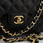 CHANEL Handbag Black Caviar Quilted Jumbo Classic Flap Gold Hardware - Redeluxe