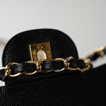 CHANEL Handbag Black Caviar Quilted Jumbo Classic Flap Gold Hardware - Redeluxe
