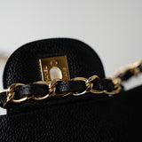 CHANEL Handbag Black Caviar Quilted Jumbo Classic Flap Gold Hardware - Redeluxe