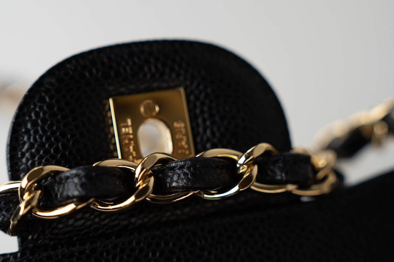 CHANEL Handbag Black Caviar Quilted Jumbo Classic Flap Gold Hardware - Redeluxe
