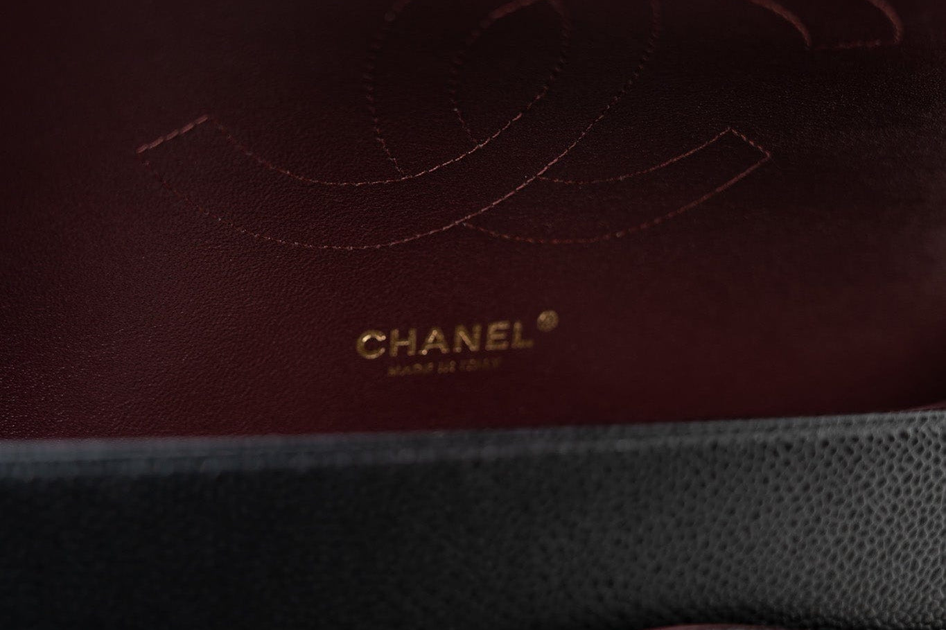 CHANEL Handbag Black Caviar Quilted Jumbo Classic Flap Gold Hardware - Redeluxe