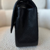 CHANEL Handbag Black Caviar Quilted Jumbo Classic Flap Silver Hardware - Redeluxe