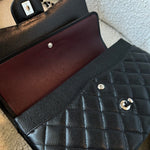 CHANEL Handbag Black Caviar Quilted Jumbo Classic Flap Silver Hardware - Redeluxe
