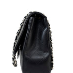 CHANEL Handbag Black Caviar Quilted Jumbo Single Flap Silver Hardware - Redeluxe