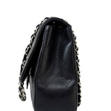 CHANEL Handbag Black Caviar Quilted Jumbo Single Flap Silver Hardware - Redeluxe