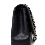 CHANEL Handbag Black Caviar Quilted Jumbo Single Flap Silver Hardware - Redeluxe