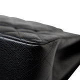 CHANEL Handbag Black Caviar Quilted Jumbo Single Flap Silver Hardware - Redeluxe