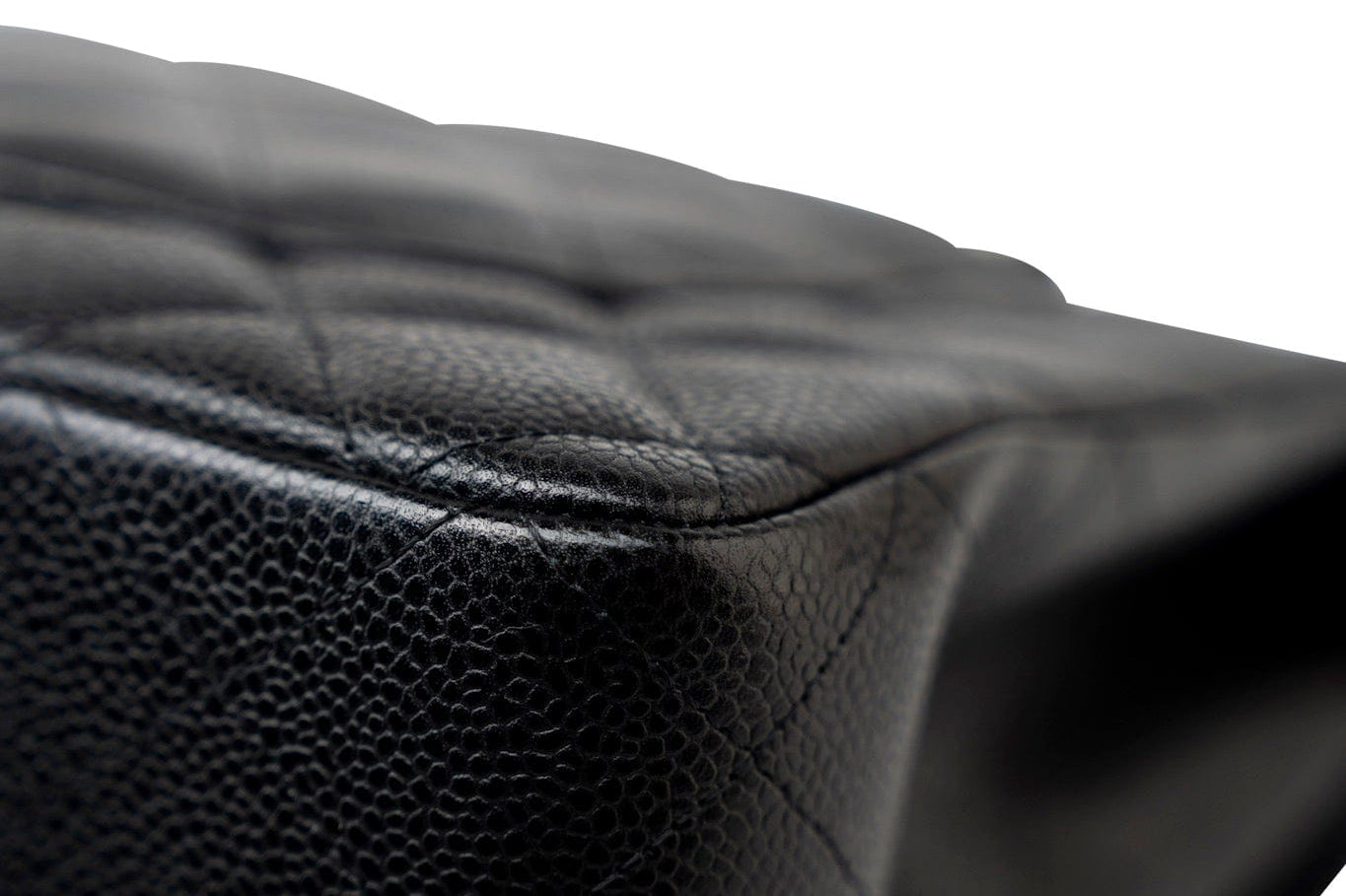 CHANEL Handbag Black Caviar Quilted Jumbo Single Flap Silver Hardware - Redeluxe