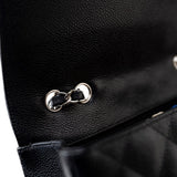 CHANEL Handbag Black Caviar Quilted Jumbo Single Flap Silver Hardware - Redeluxe
