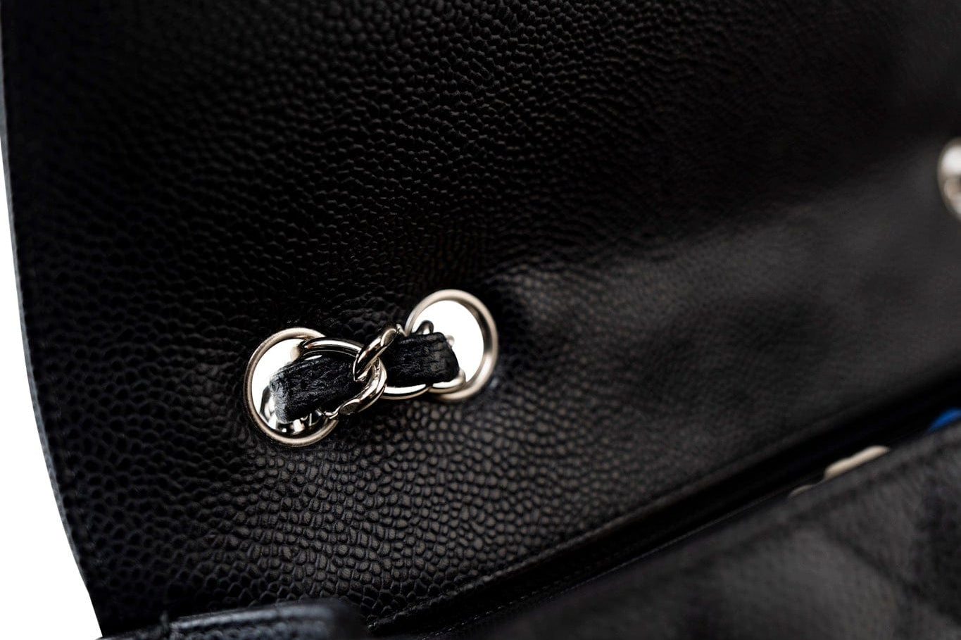 CHANEL Handbag Black Caviar Quilted Jumbo Single Flap Silver Hardware - Redeluxe