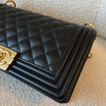 CHANEL Handbag Black Caviar Quilted Old Medium Boy Bag AGHW - Redeluxe