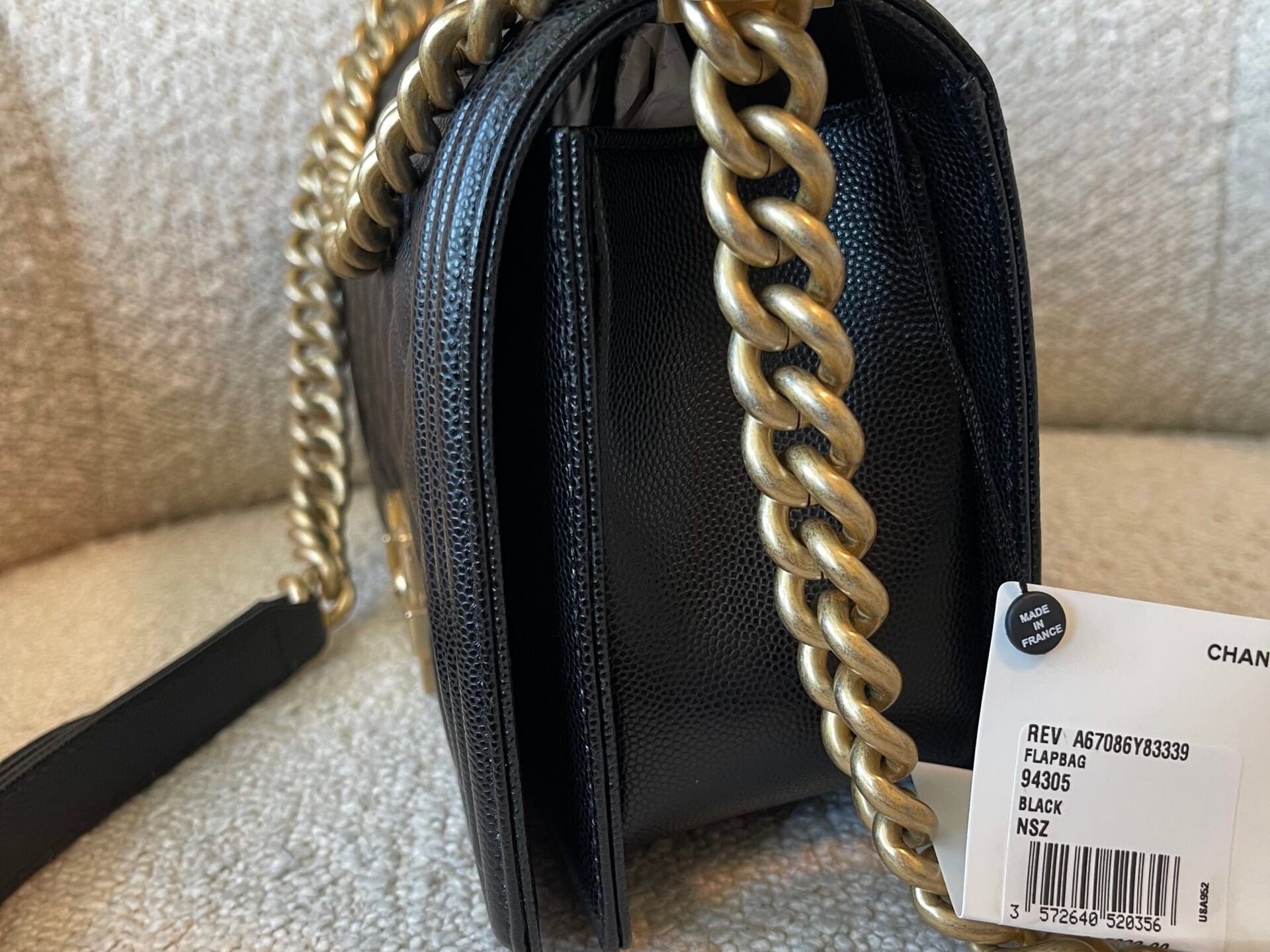 CHANEL Handbag Black Caviar Quilted Old Medium Boy Bag AGHW - Redeluxe