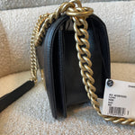 CHANEL Handbag Black Caviar Quilted Old Medium Boy Bag AGHW - Redeluxe