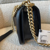 CHANEL Handbag Black Caviar Quilted Old Medium Boy Bag AGHW - Redeluxe