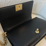CHANEL Handbag Black Caviar Quilted Old Medium Boy Bag AGHW - Redeluxe