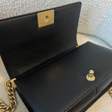 CHANEL Handbag Black Caviar Quilted Old Medium Boy Bag AGHW - Redeluxe