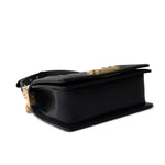 CHANEL Handbag Black Caviar Quilted Small Boy Bag Antique Gold Hardware - Redeluxe