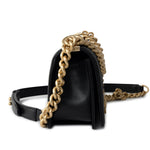 CHANEL Handbag Black Caviar Quilted Small Boy Bag Antique Gold Hardware - Redeluxe